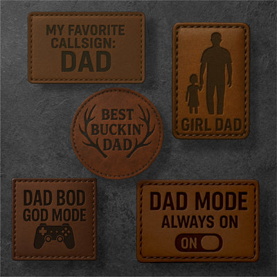 Father’s Day Leather Patches – Laser Engraved, Genuine Leather